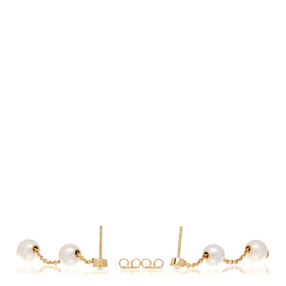 Mikimoto 18K Yellow Gold Diamond Akoya Pearl 7-7.5mm Pearls in Motion Earrings 3 of 5