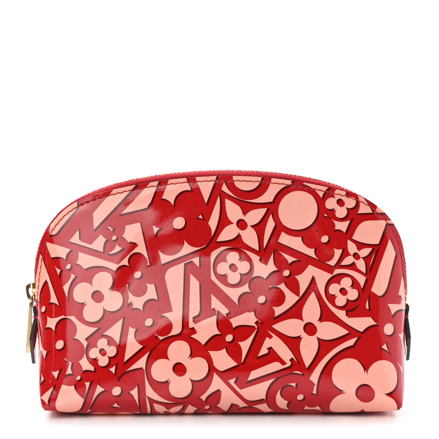 Patent Sweet Monogram Cosmetic Pouch Pomme D’Amour