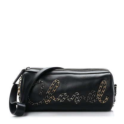 Chanel Metallic Lambskin Signe Bowling Bag Black 1 of 9