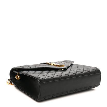 Saint Laurent Grain De Poudre Textured Mixed Matelasse Triquilt Medium Monogram Satchel Black 4 of 9