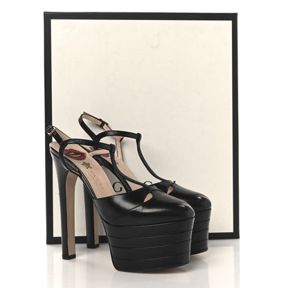 Gucci Malaga Kid T Strap Platform Pumps 38 Black 10 of 10