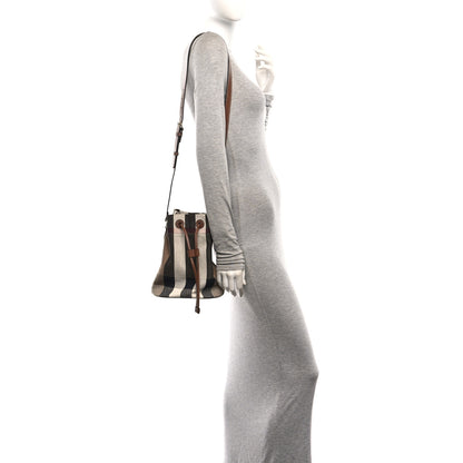 Burberry Giant Check Canvas Small Bucket Bag Taupe Brown 2 of 11