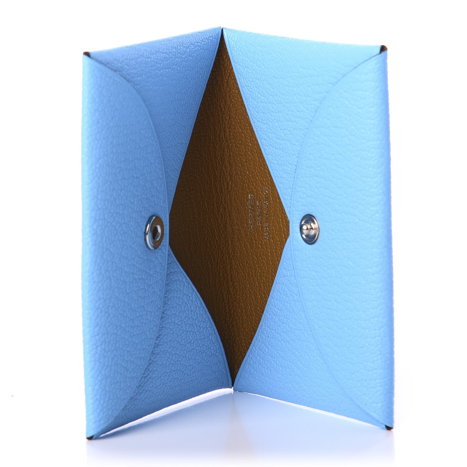 Hermes Chevre Mysore Calvi Card Case Celeste Kraft 5 of 7