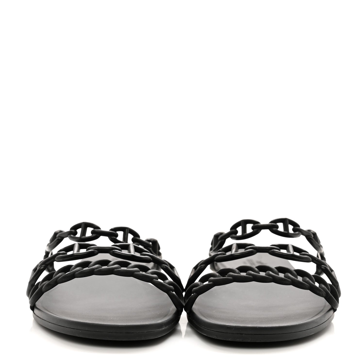 Hermes Rubber Chaine d'Ancre Rivage Sandals 39 Black 3 of 12