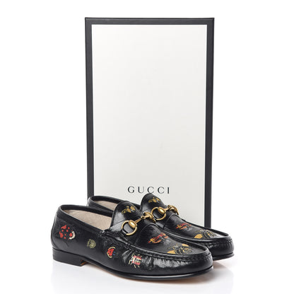 Gucci Goatskin Embroidered Mens 1953 Horsebit Loafers 6 Black 12 of 12
