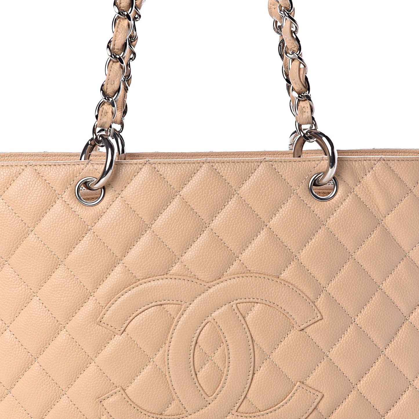 Caviar Quilted Grand Shopping Tote GST Beige Clair