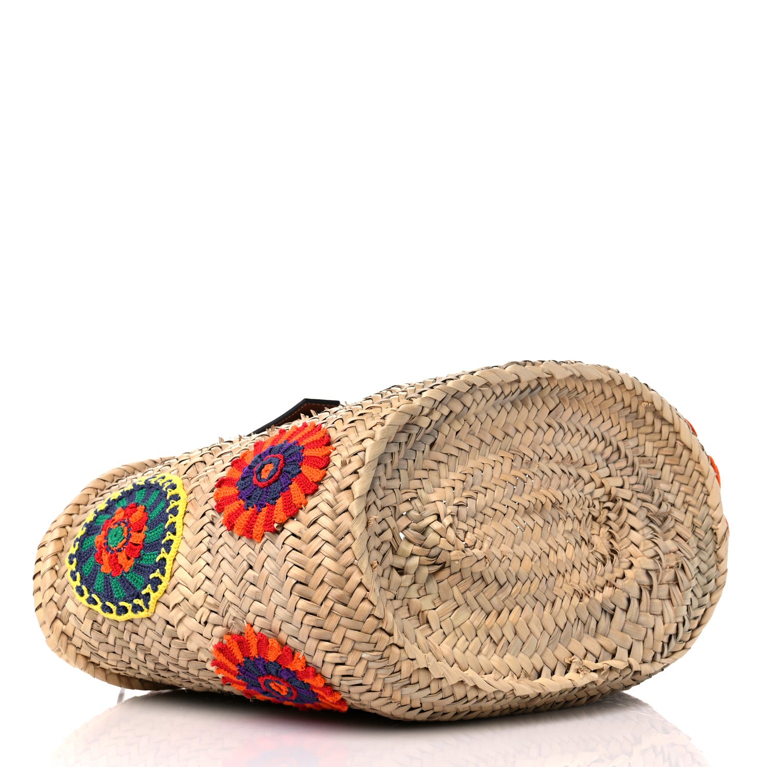 Loewe Raffia Floral Embroidered Small Basket Tote Bag Natural Tan 4 of 10