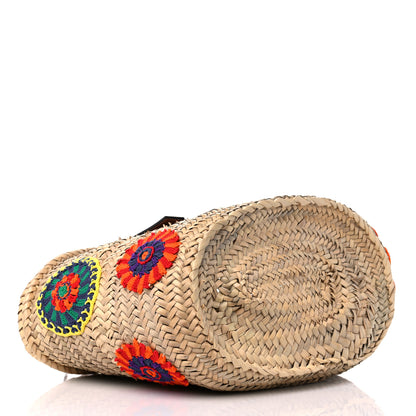 Loewe Raffia Floral Embroidered Small Basket Tote Bag Natural Tan 4 of 10