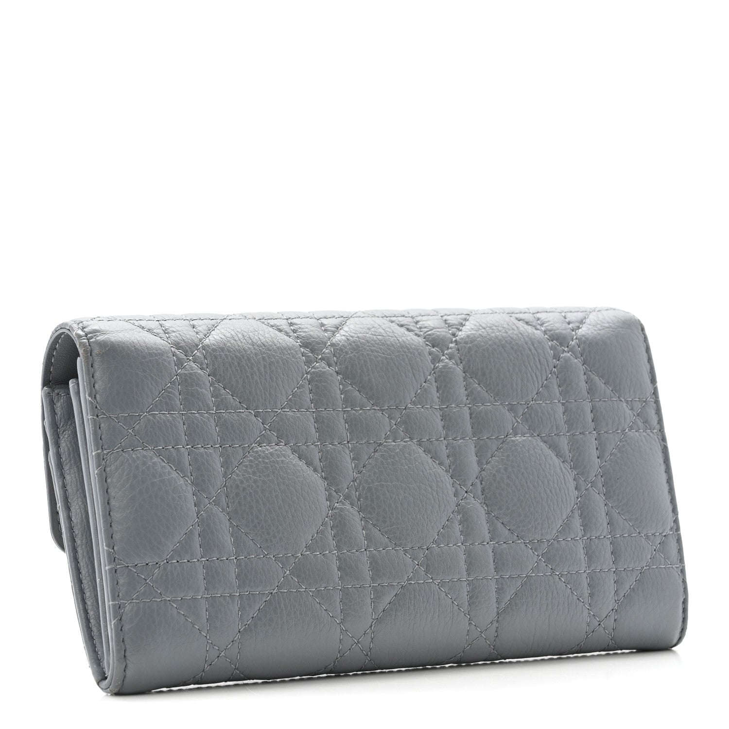 Christian Dior Supple Calfskin Cannage Caro Orchid Long Wallet Cloud Blue 3 of 12