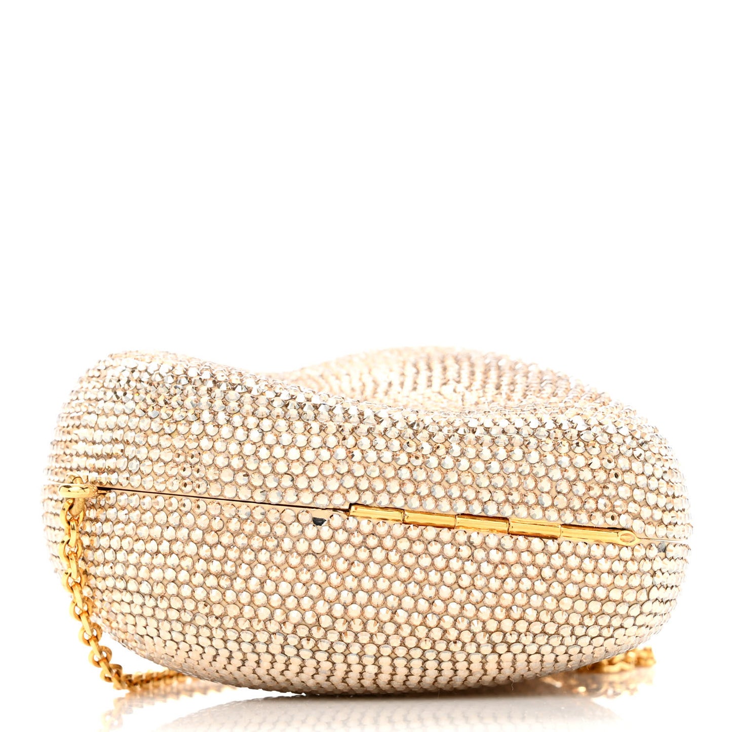 Crystal Heart Minaudiere Clutch Gold