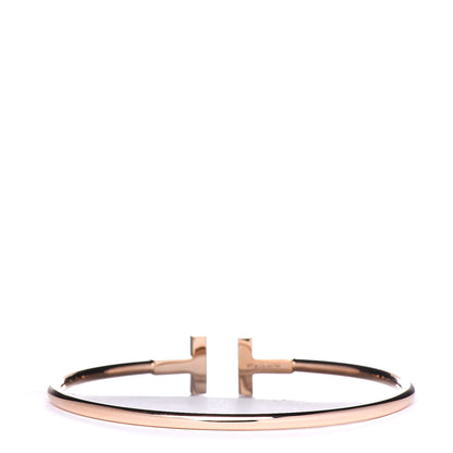 Tiffany 18K Rose Gold Diamond T Wire Bracelet 3 of 5