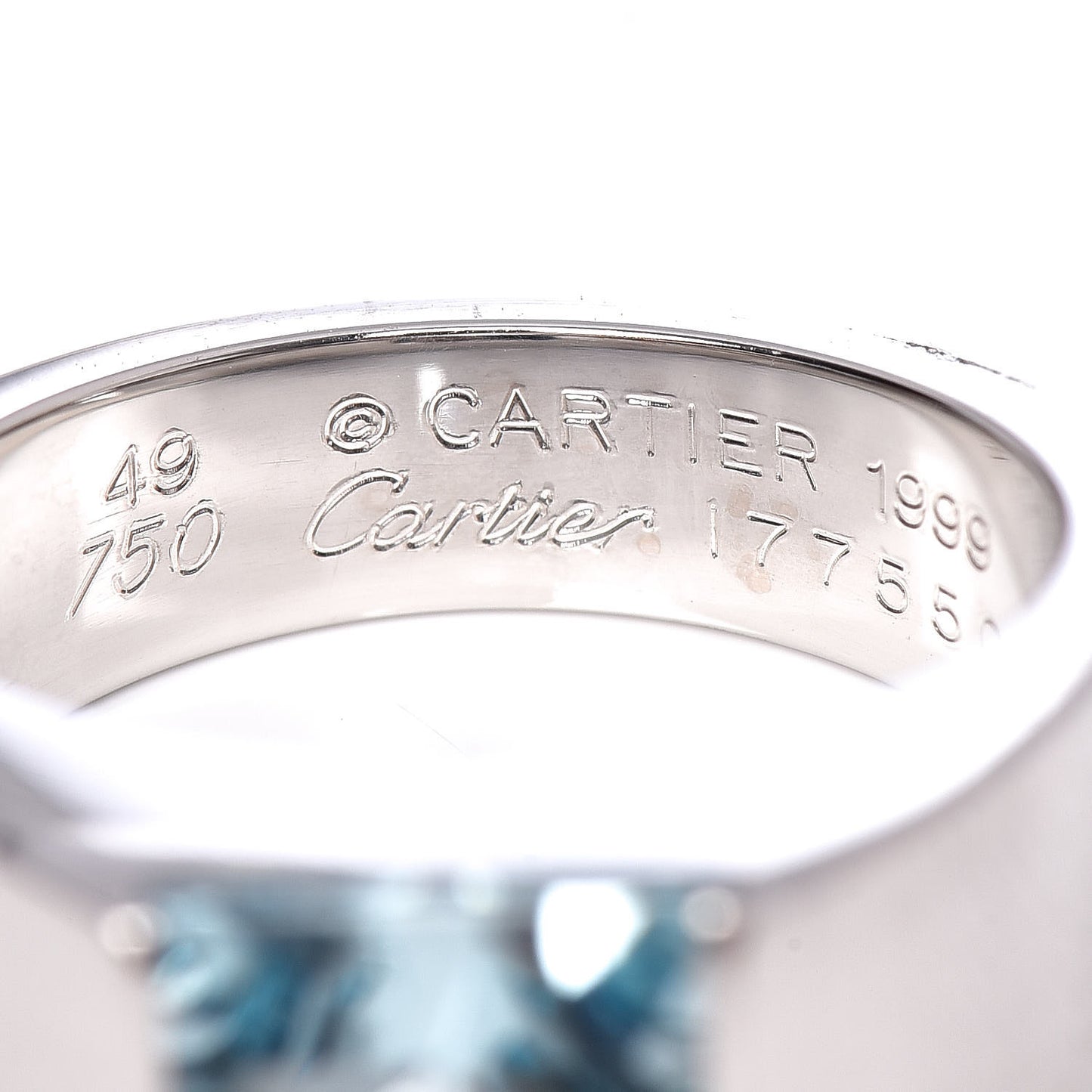 18K White Gold Aquamarine Tank Ring 49 4.75