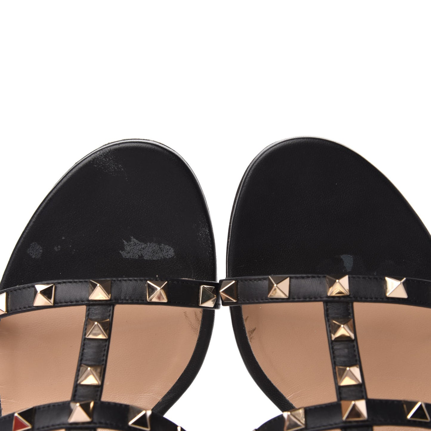 Calfskin Rockstud 60mm Caged Slide Sandals 41 Black