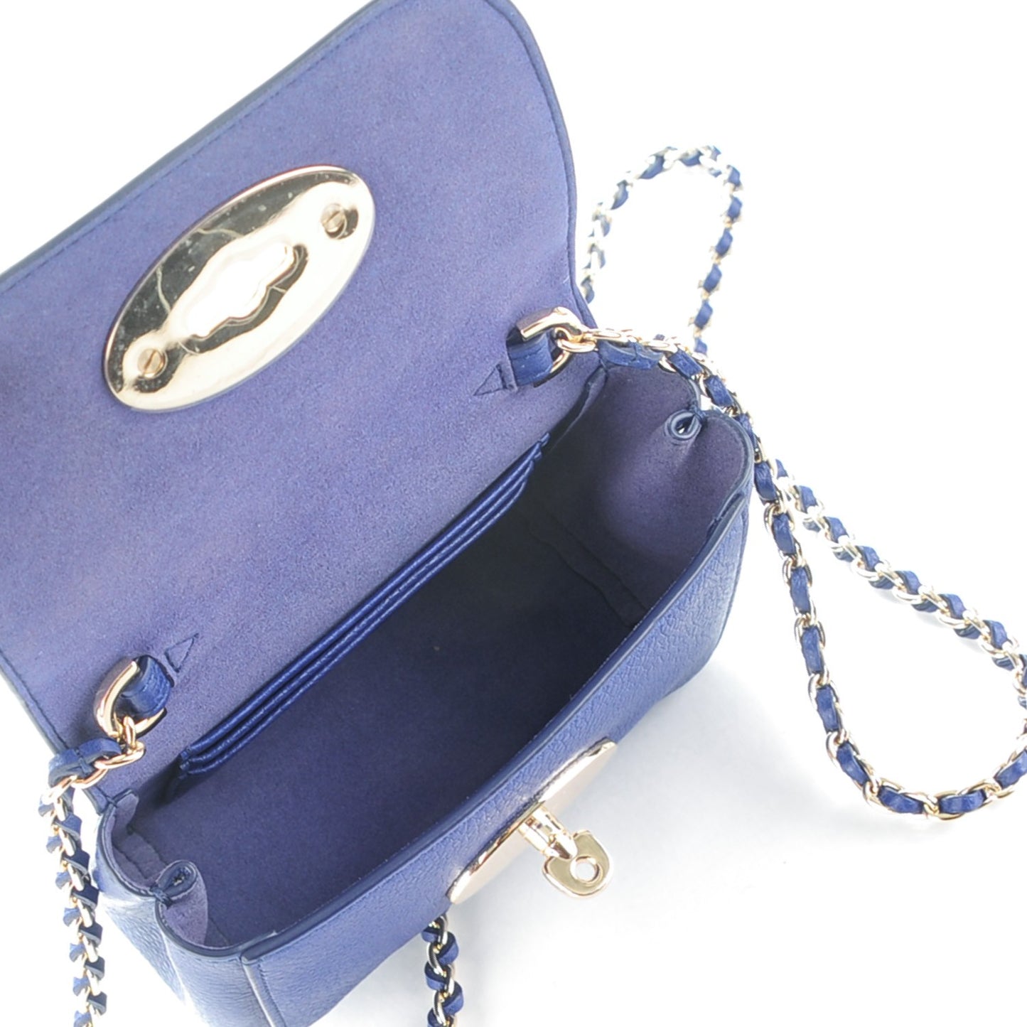 Small Classic Grain Calfskin Mini Lily Indigo
