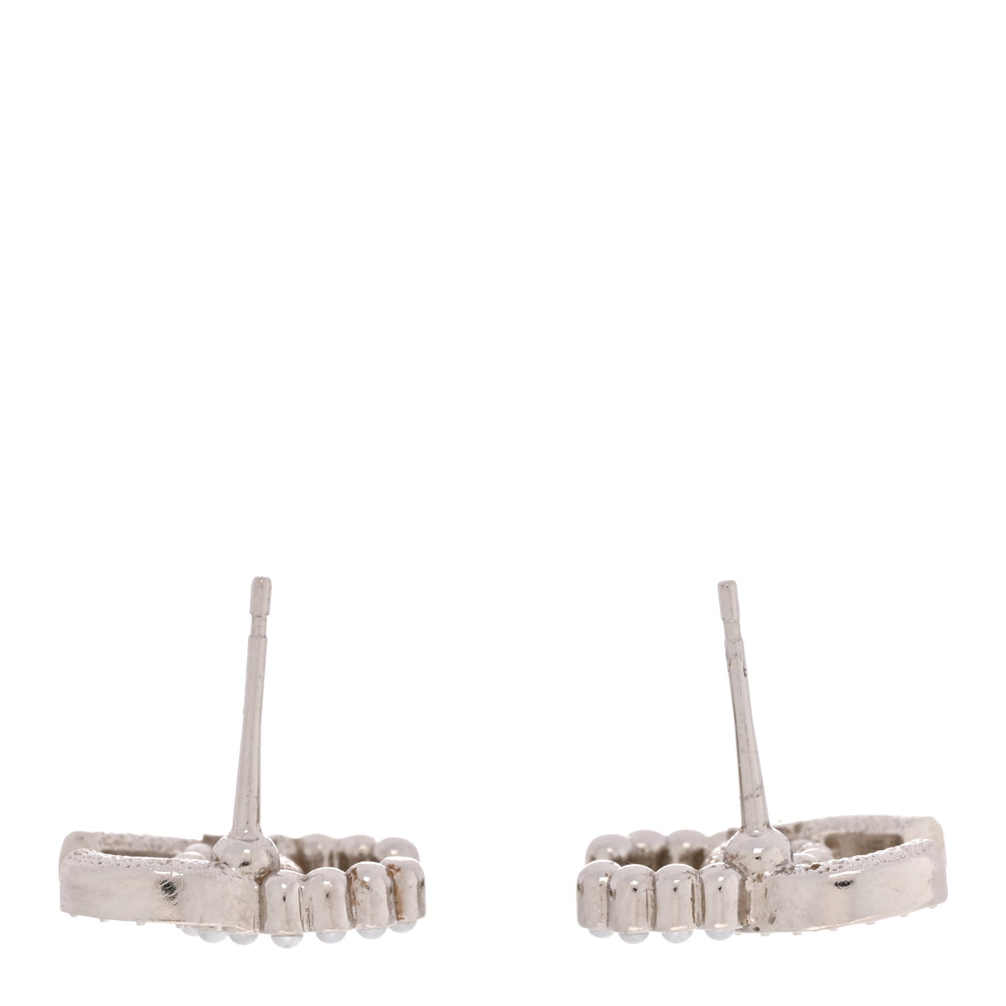 Pearl Crystal CC Earrings Silver