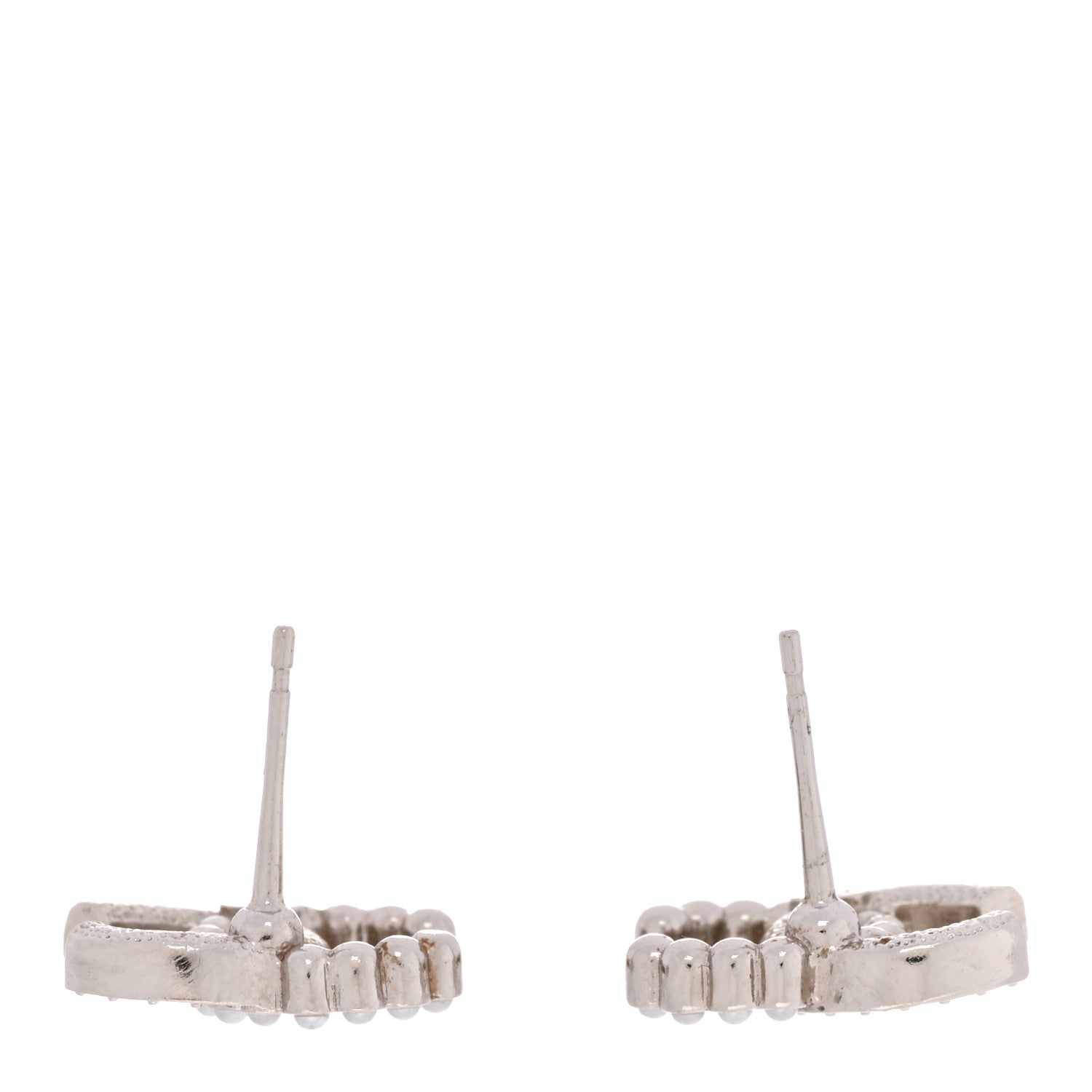 Chanel Pearl Crystal CC Earrings Silver 3 of 4