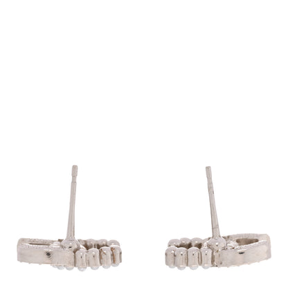 Chanel Pearl Crystal CC Earrings Silver 3 of 4
