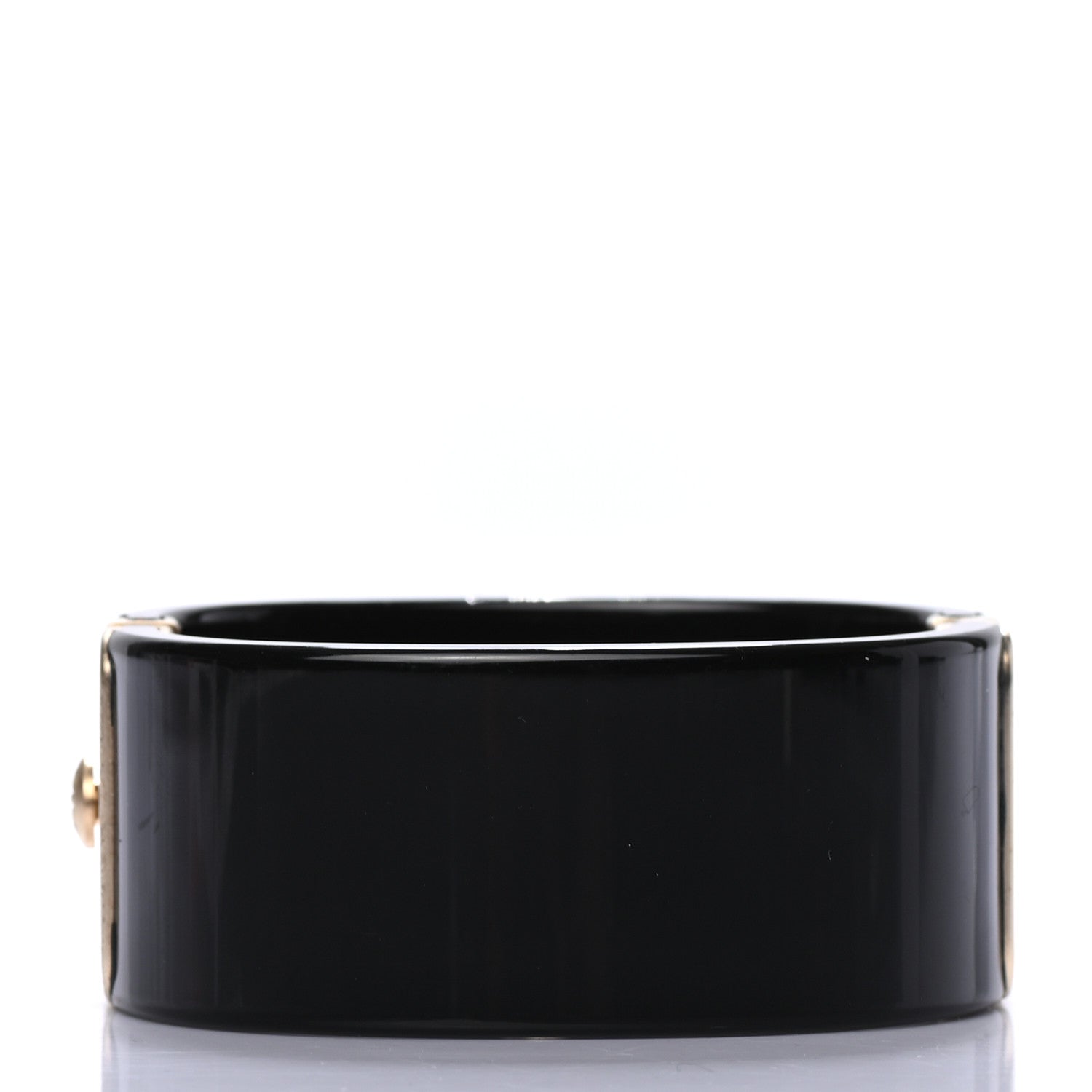 Chanel Resin Baguette Crystal CC Cuff Black 3 of 4