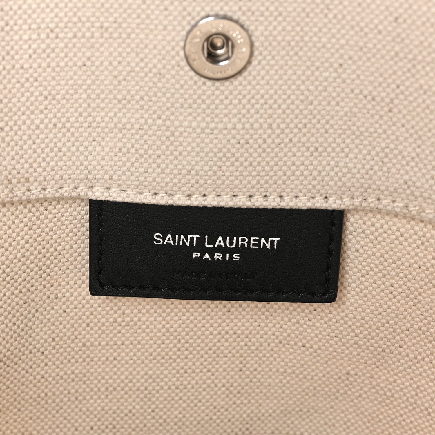 Saint Laurent Linen Calfskin Rive Gauche Bucket Bag Greggio Natural 7 of 11