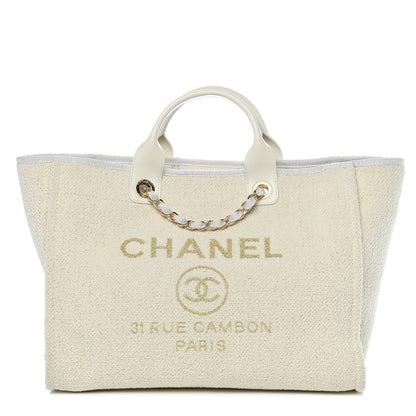 Chanel Lurex Boucle Large Deauville Tote White 1 of 11