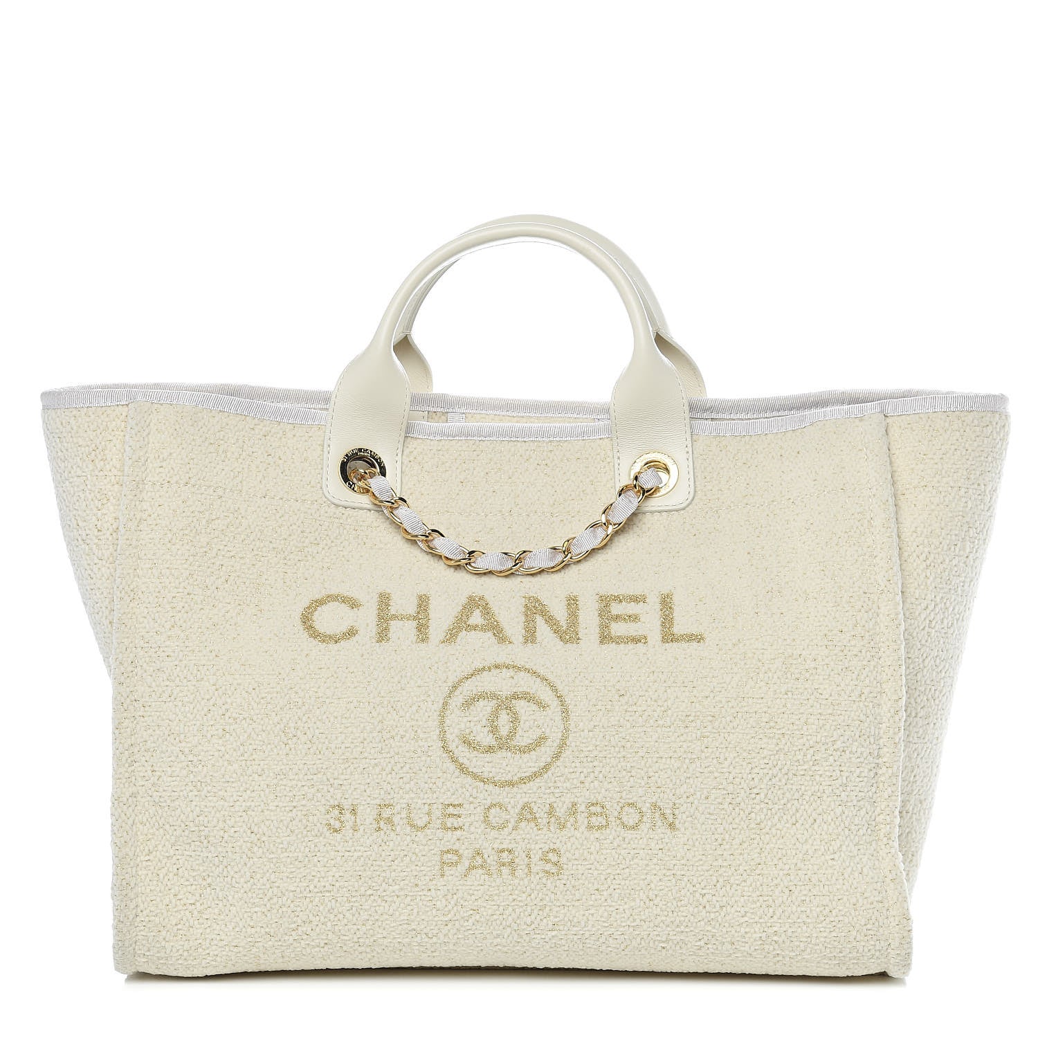 Chanel Lurex Boucle Medium Deauville Tote White 1 of 11