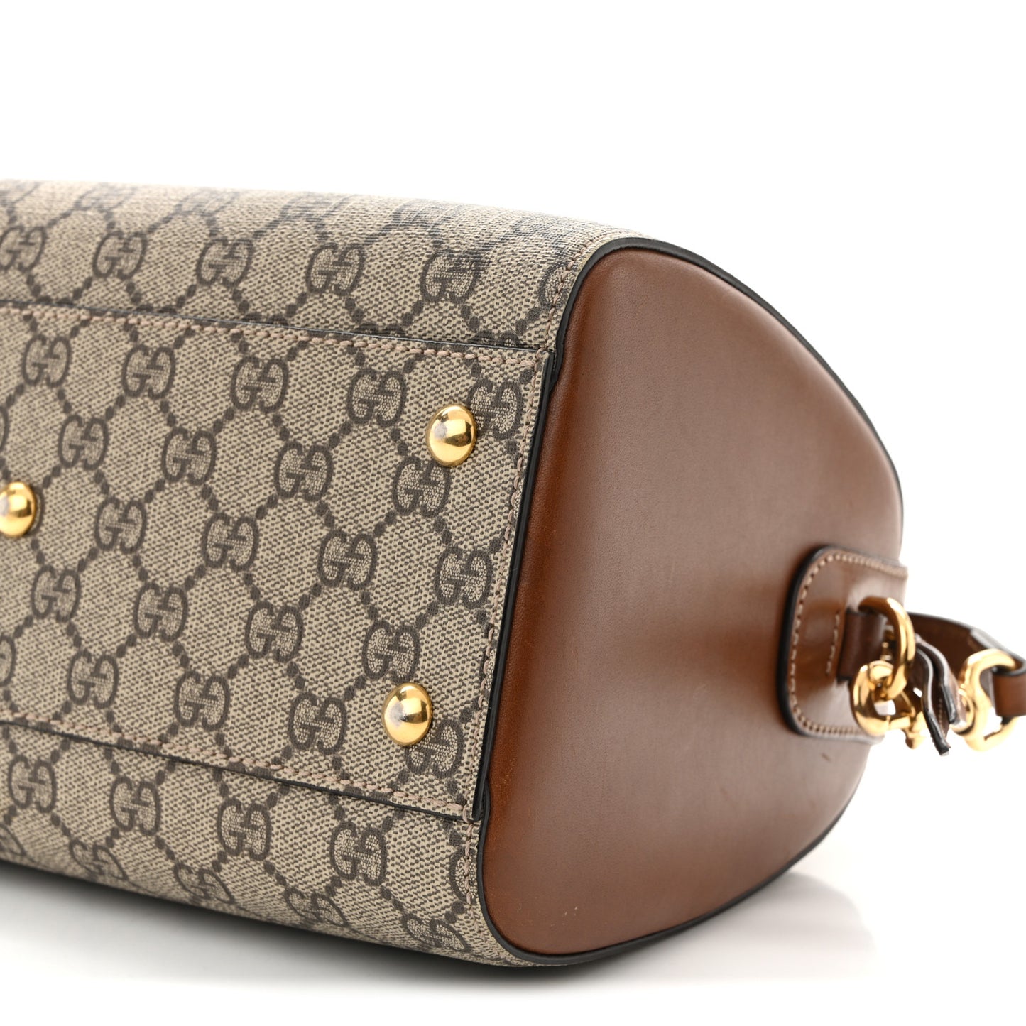 GG Supreme Monogram Cuoio Toscano Small Boston Beige Ebony Cuir