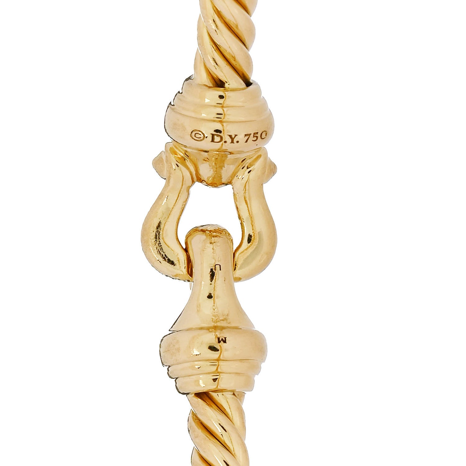David Yurman 18K Yellow Gold Diamond 3.5mm Buckle Cablespira Bracelet 3 of 3