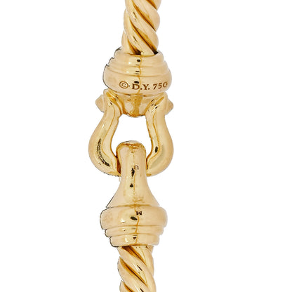 David Yurman 18K Yellow Gold Diamond 3.5mm Buckle Cablespira Bracelet 3 of 3