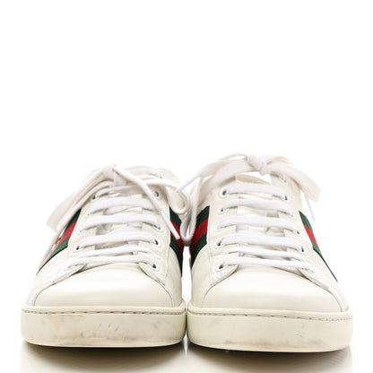 Gucci Calfskin Web Bee Embroidered Womens Ace Sneakers 38 White Green 2 of 18