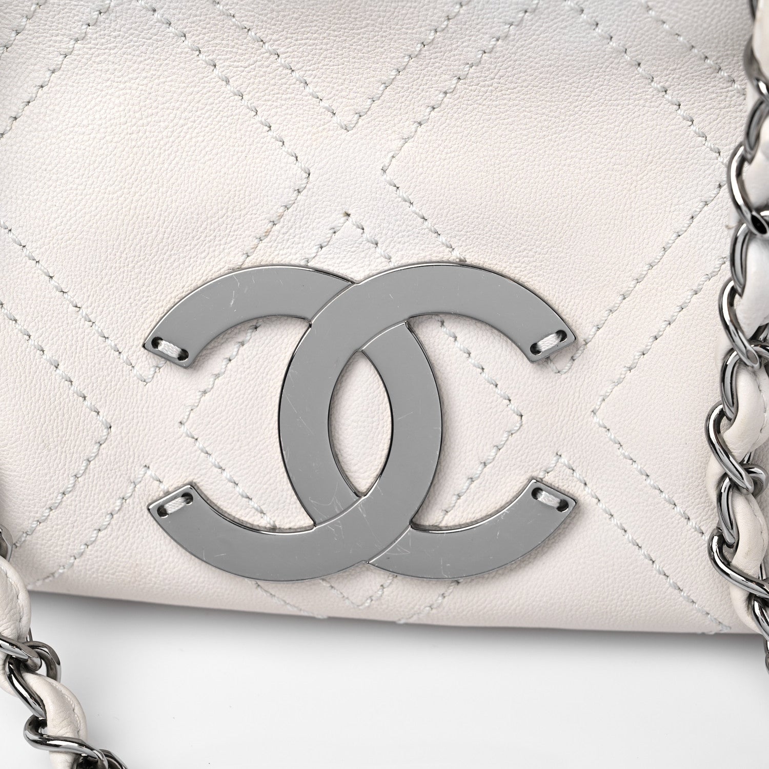 Chanel Calfskin Small Diamond Stitch Tote White 18 of 18