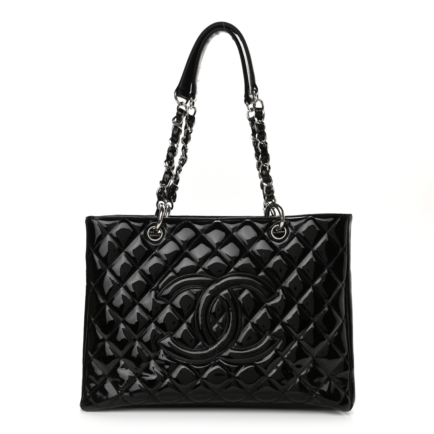 Patent Quilted Grand Shopping Tote GST Black