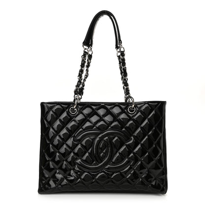 Chanel Patent Quilted Grand Shopping Tote GST Black 1 of 17