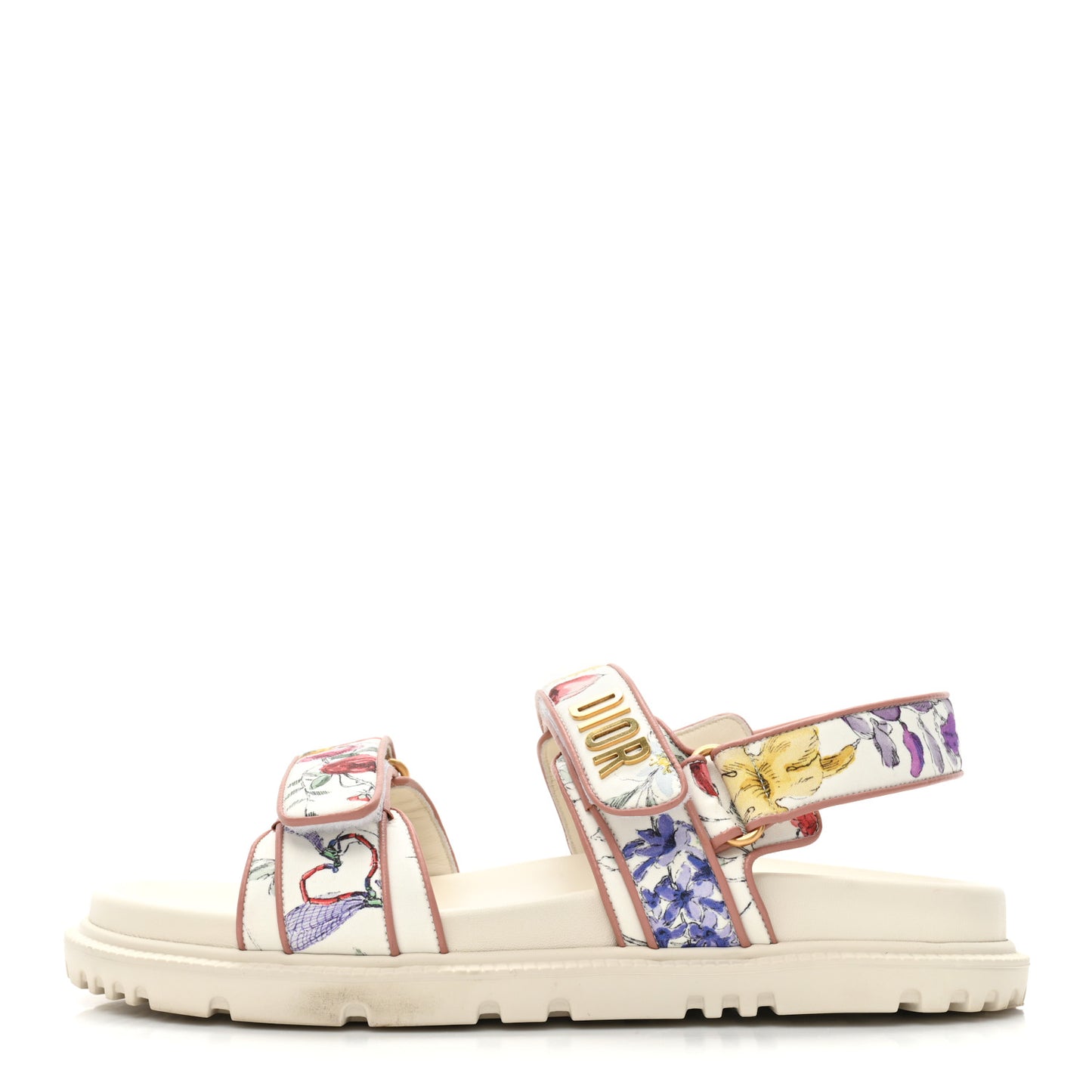 Technical Fabric Petites Fleurs Print Dioract Sandals 40 White Multicolor