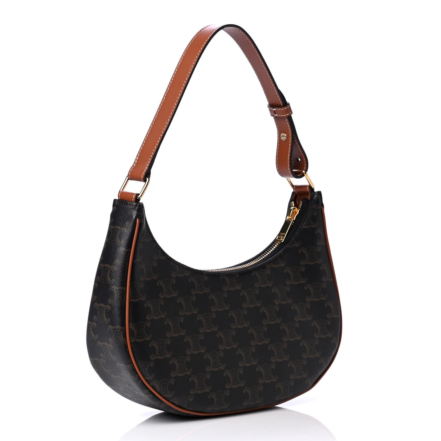 Celine Triomphe Canvas Calfskin Ava Shoulder Bag Tan 2 of 4
