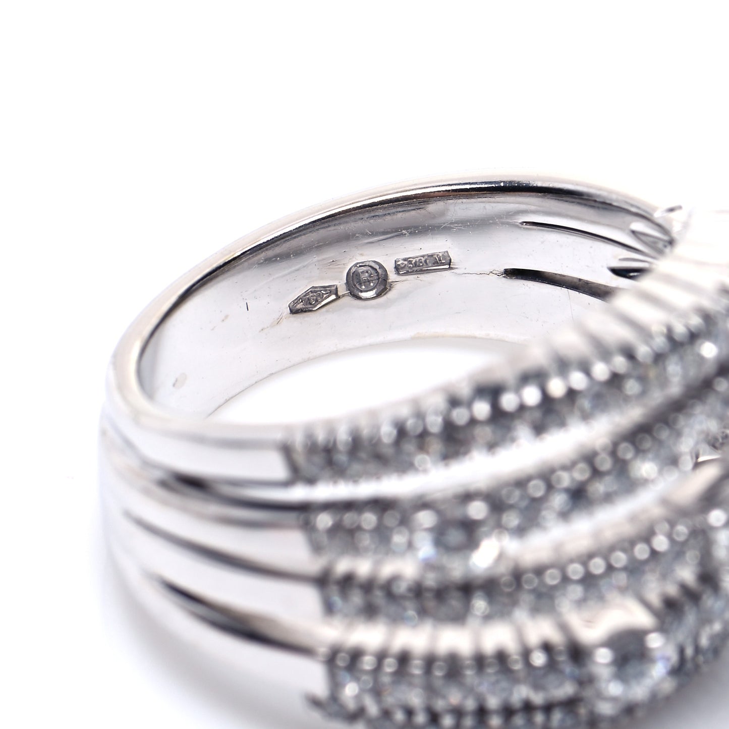 18K White Gold Diamond Notte di San Lorenzo Bombe Ring 55 7.25