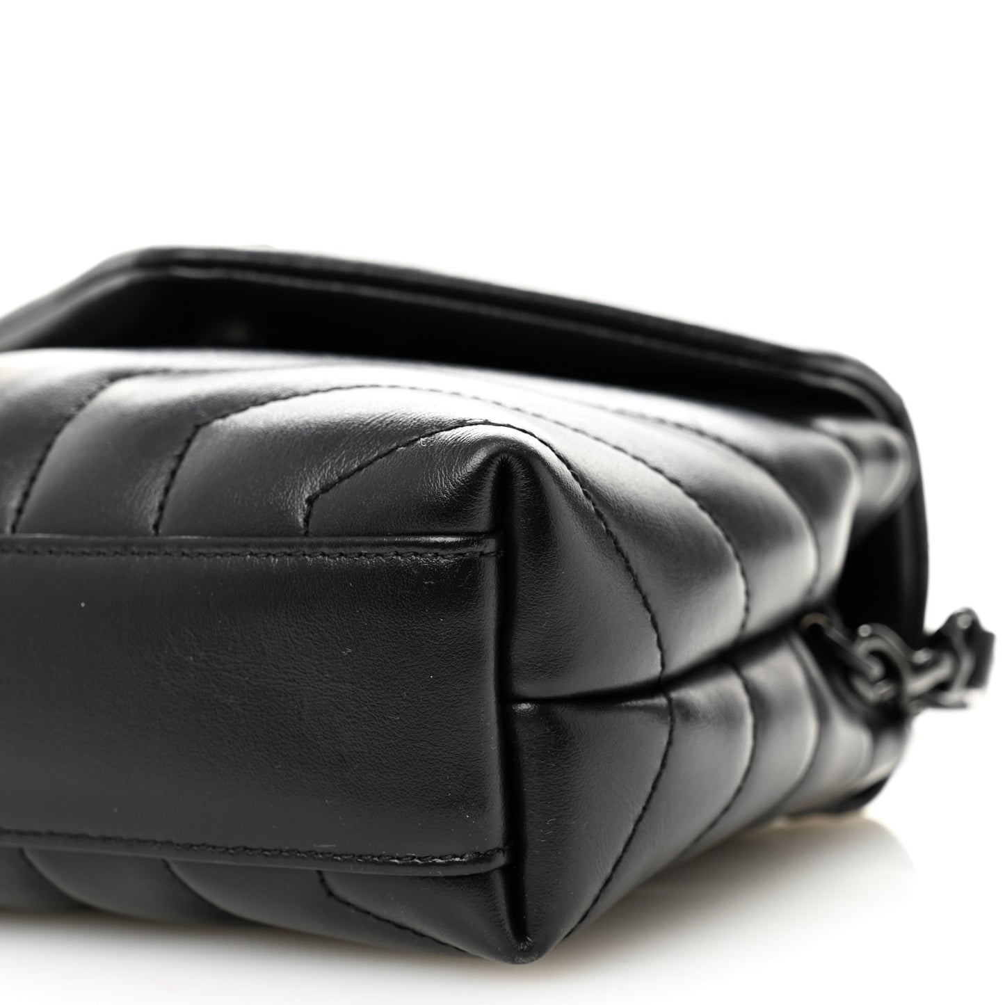 Calfskin Y Quilted Monogram Monochrome Toy Loulou Crossbody Bag Black