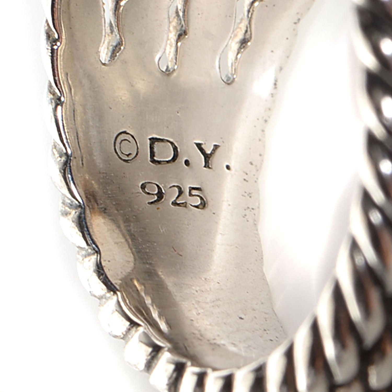 David Yurman Sterling Silver Diamond Chalcedony 16mm Wheaton Ring 56 7.5 4 of 5