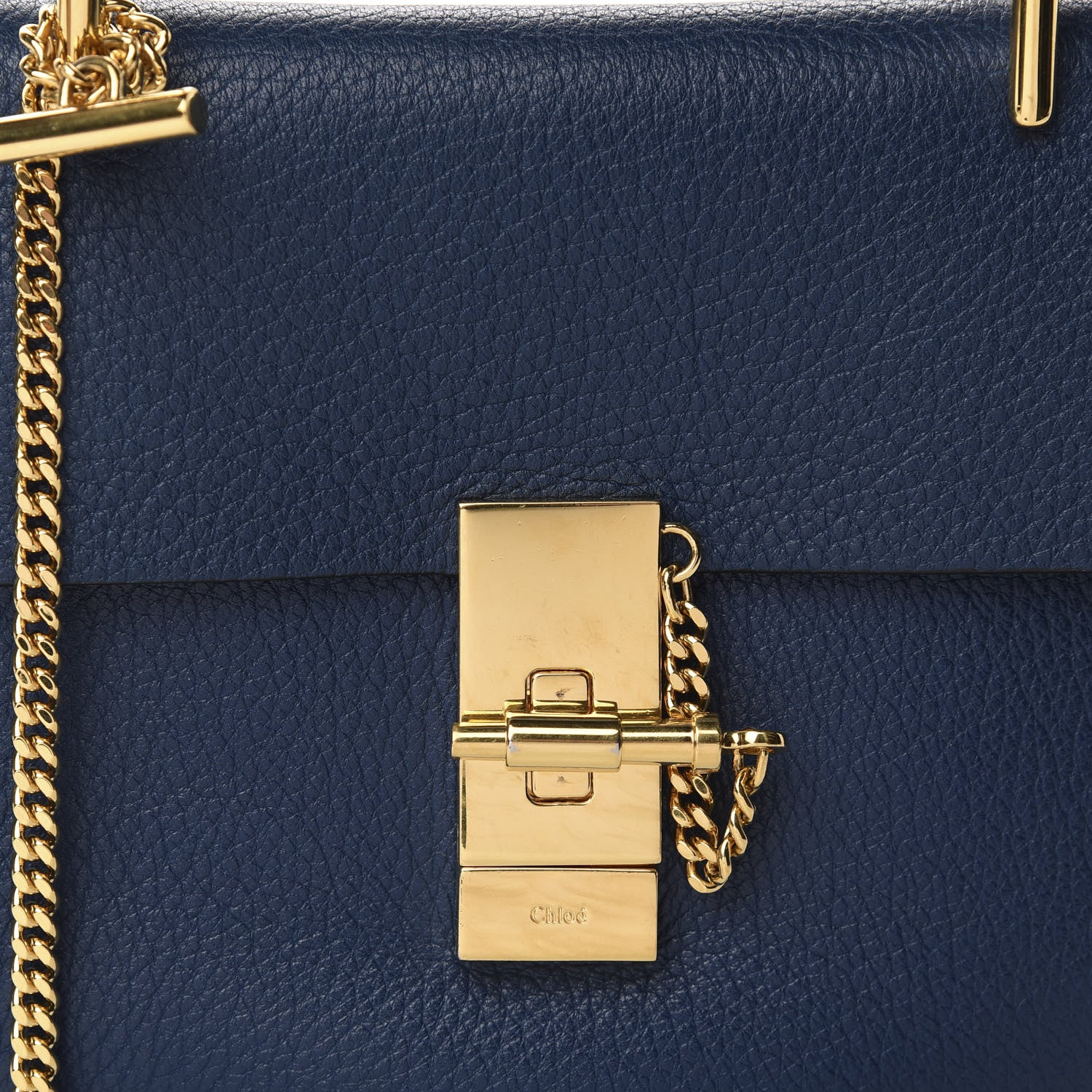 Chloe Grained Lambskin Mini Drew Shoulder Bag Factory Blue 9 of 9
