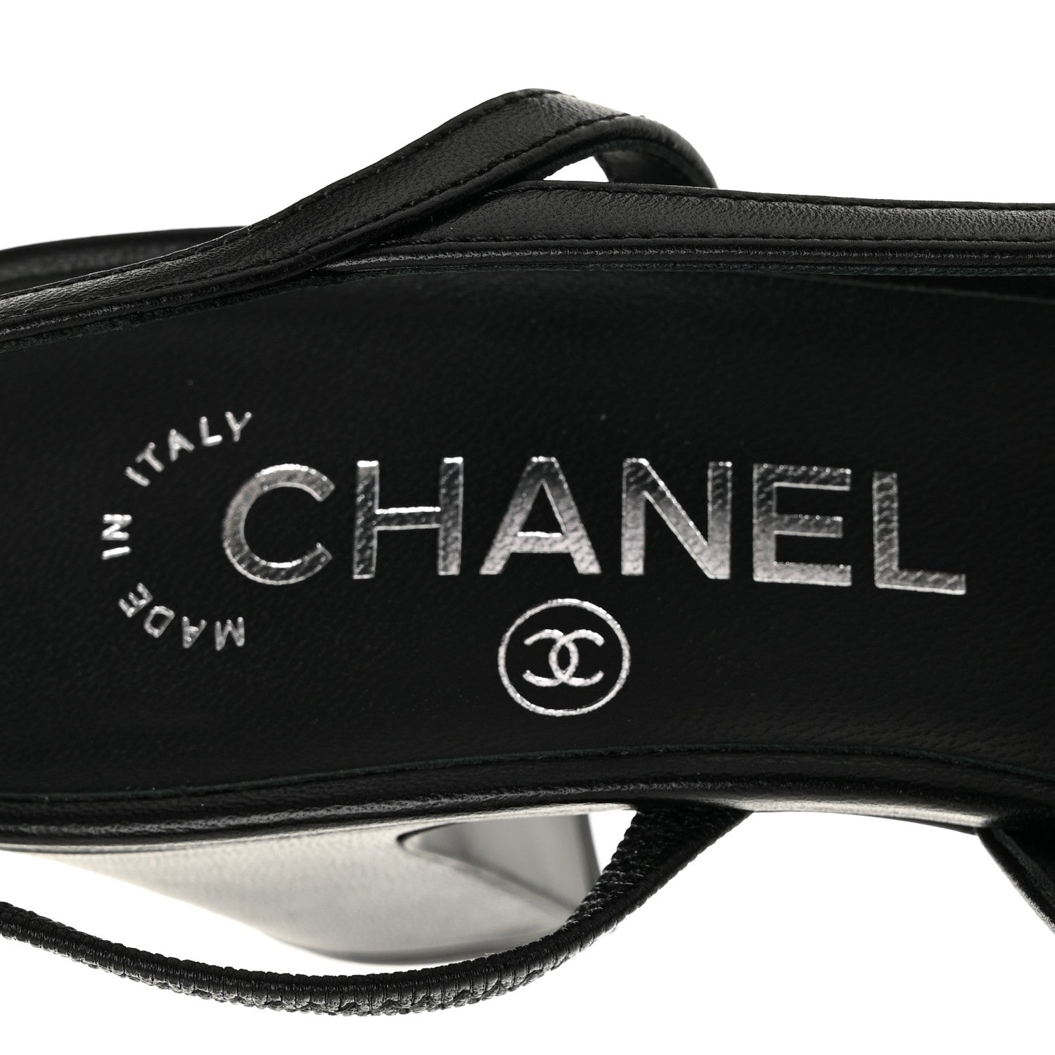 Chanel Lambskin Cap Toe CC Slingback Pumps 35.5 Black Dark Grey 6 of 8
