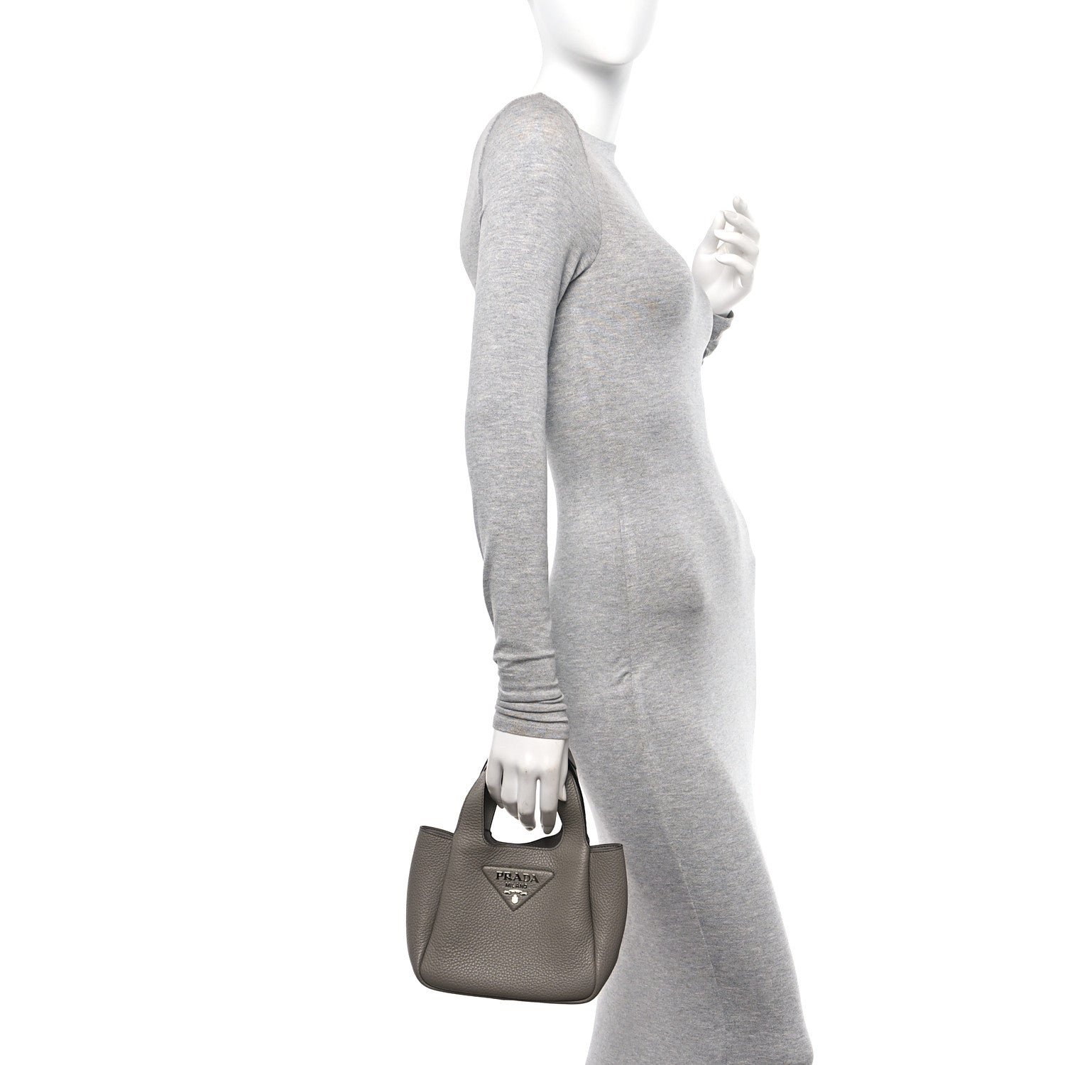 Prada Vitello Daino Soft Mini Dynamique Tote Argilla 2 of 10