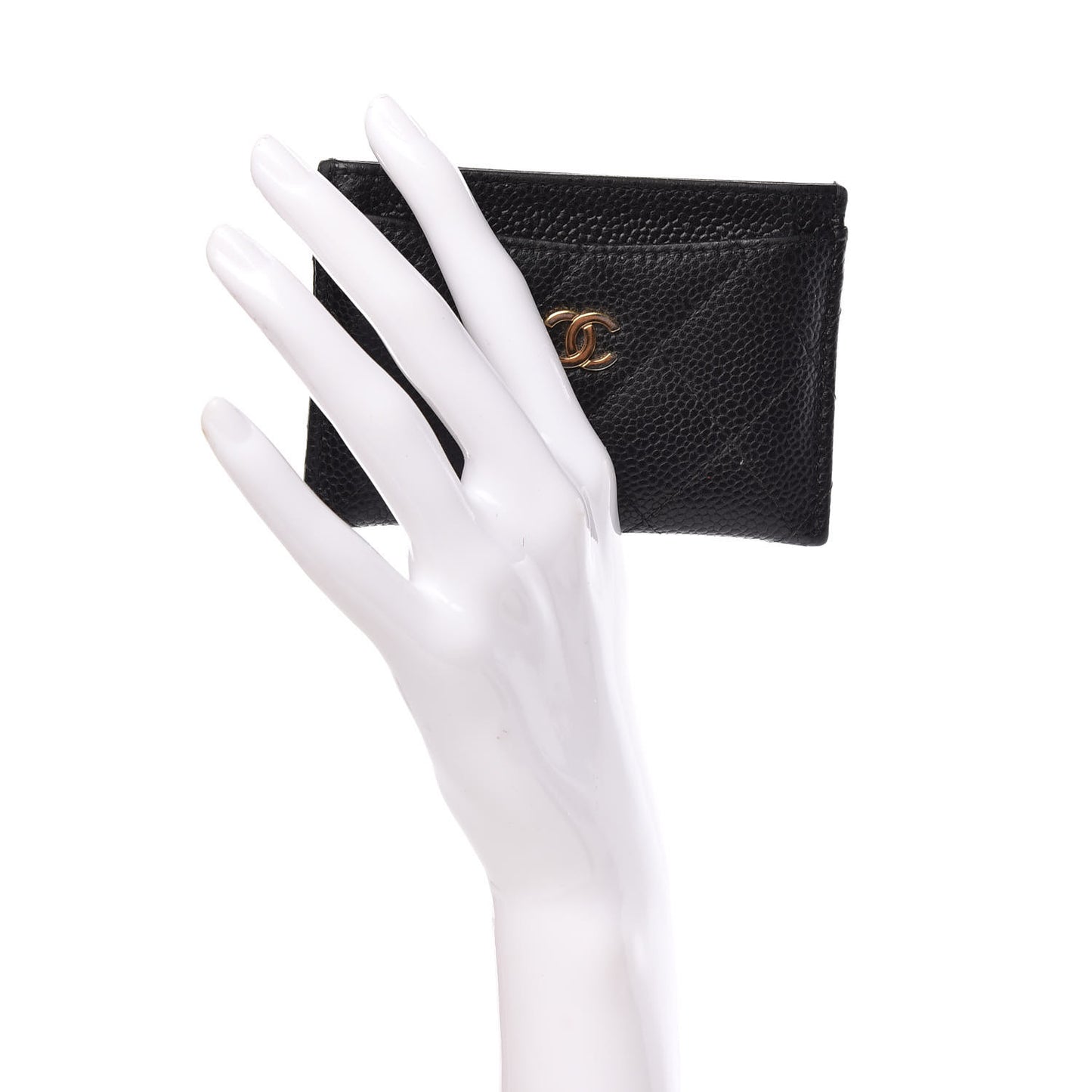 Caviar Quilted Card Holder Black