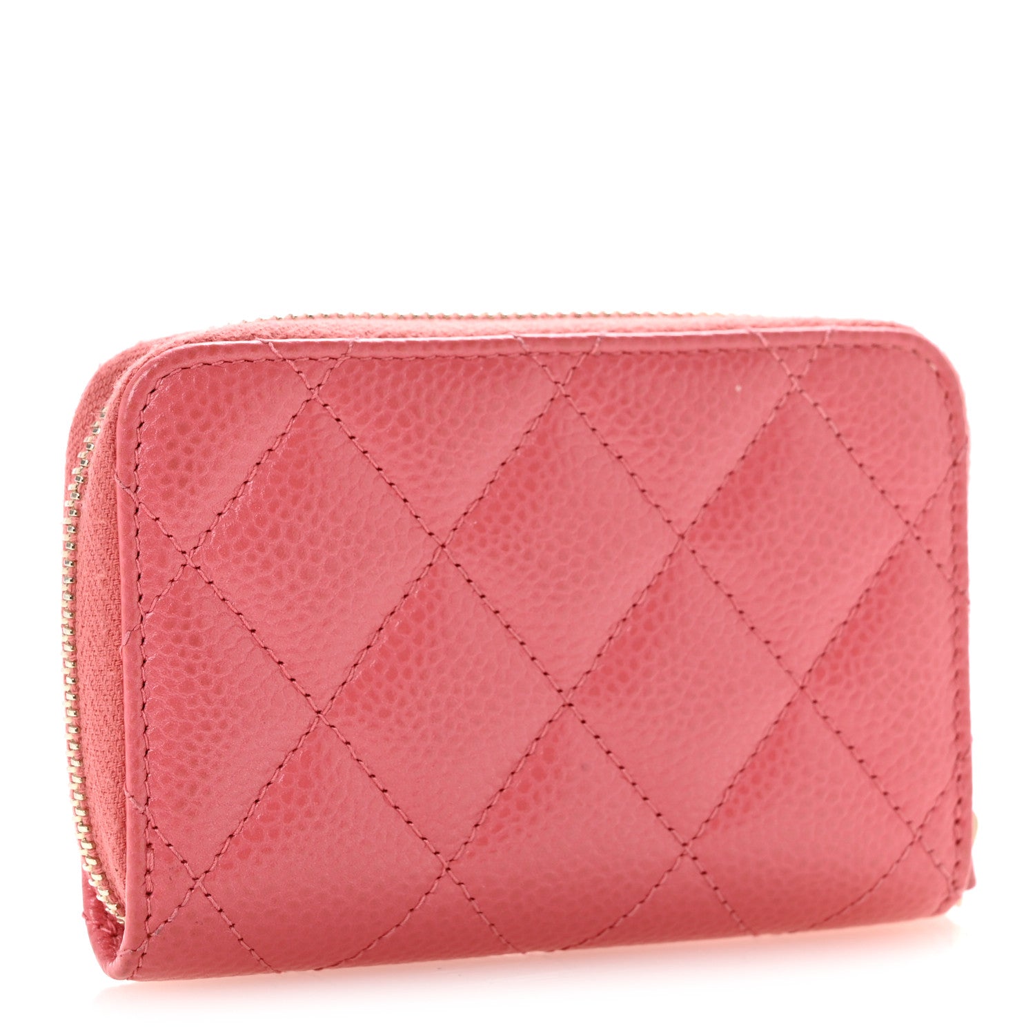 Chanel Metallic Caviar Quilted Zip Coin Purse Pink 3 of 10