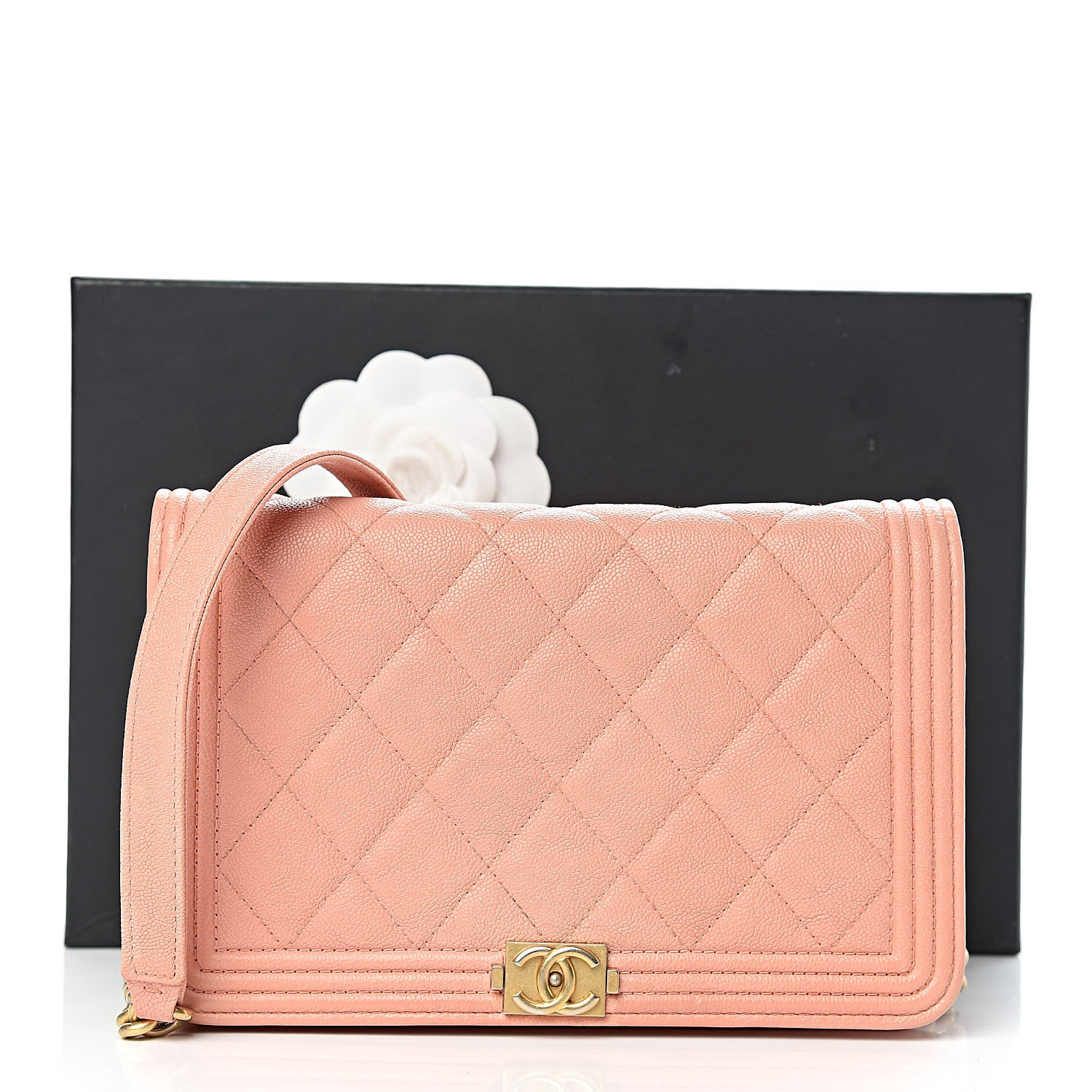Chanel Caviar Quilted Boy Wallet On Chain WOC Light Pink 13 of 13