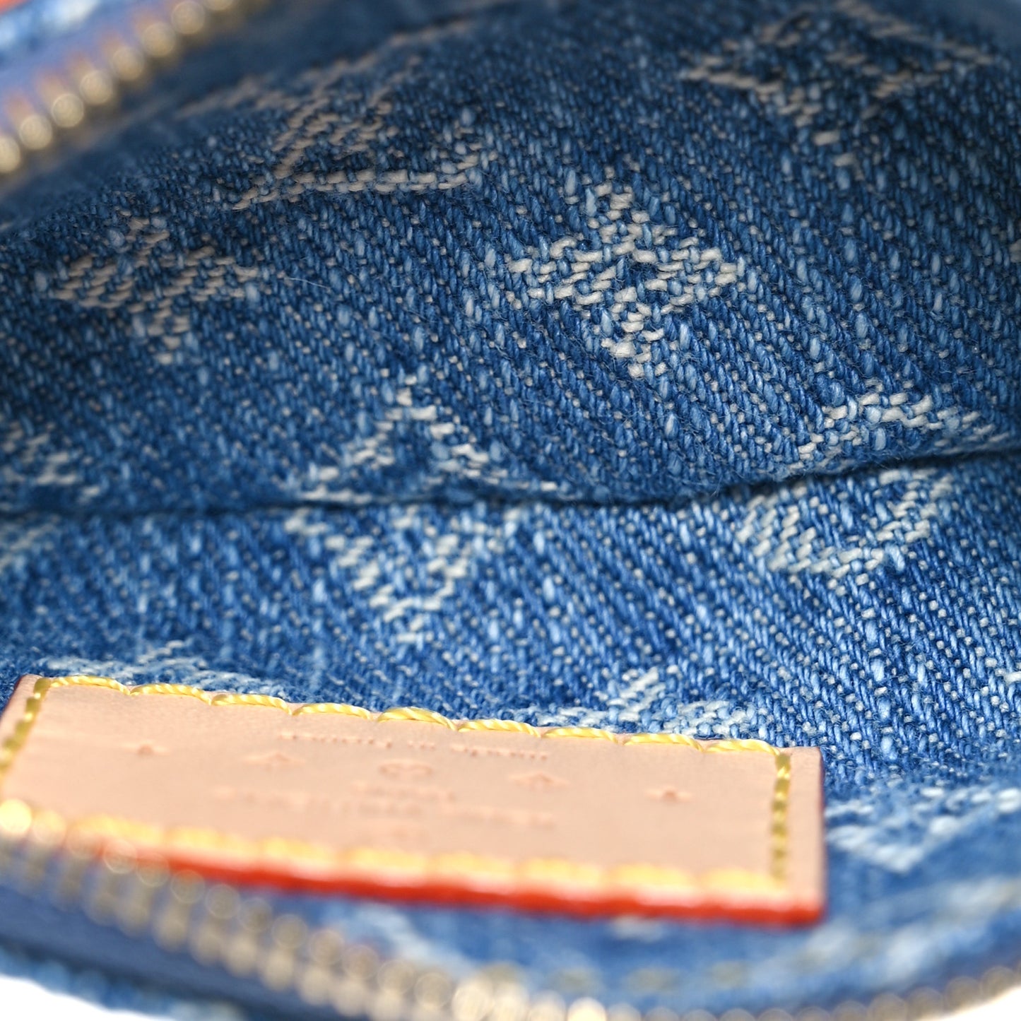 Monogram Denim Key Pouch Denim Blue