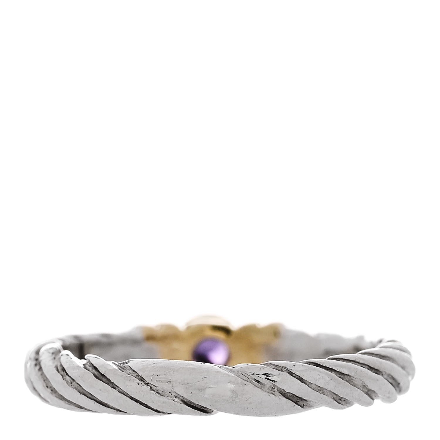 David Yurman Sterling Silver 18K Yellow Gold Amethyst Stack Ring 47 4 3 of 5