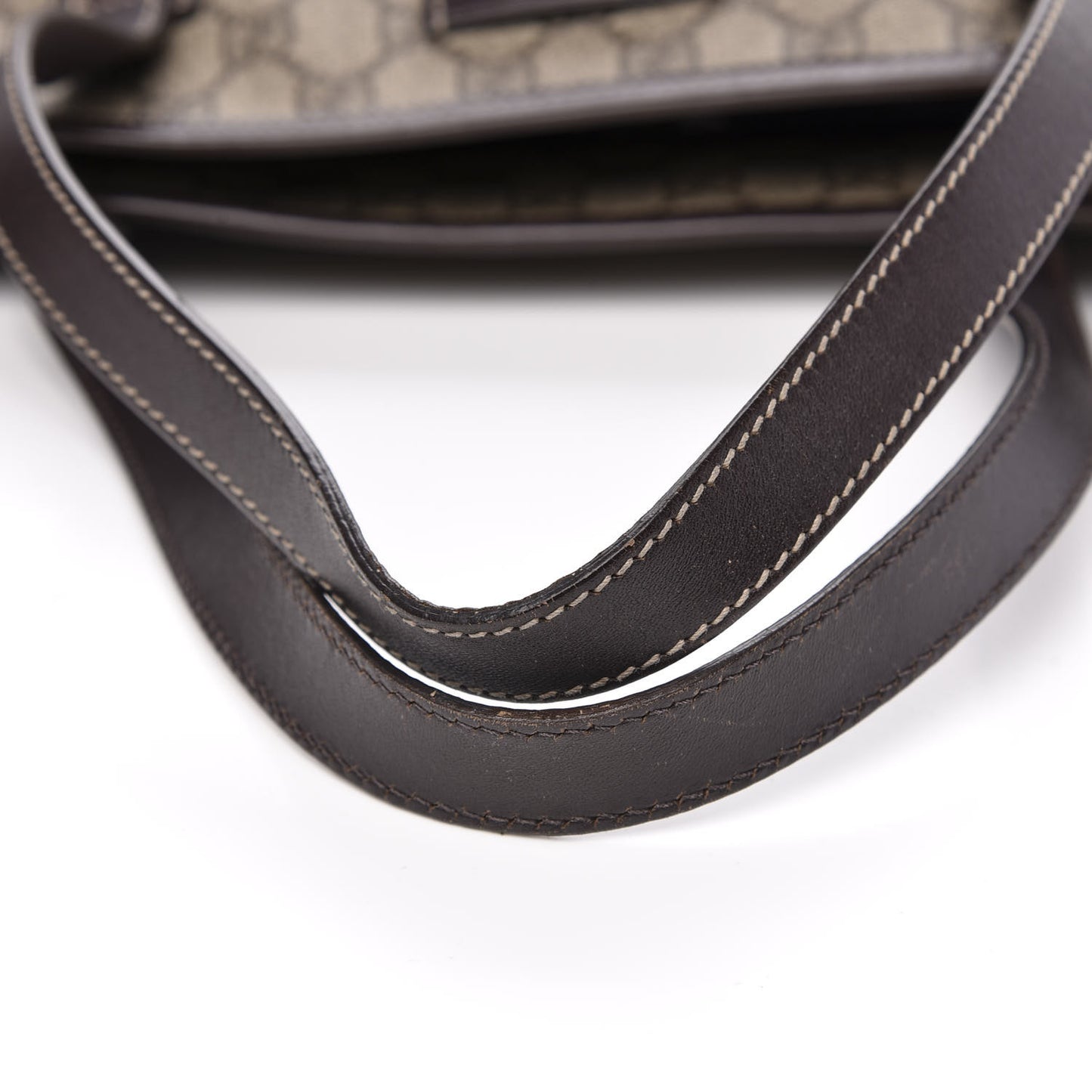 GG Supreme Monogram Medium Zippered Shopping Tote Dark Brown