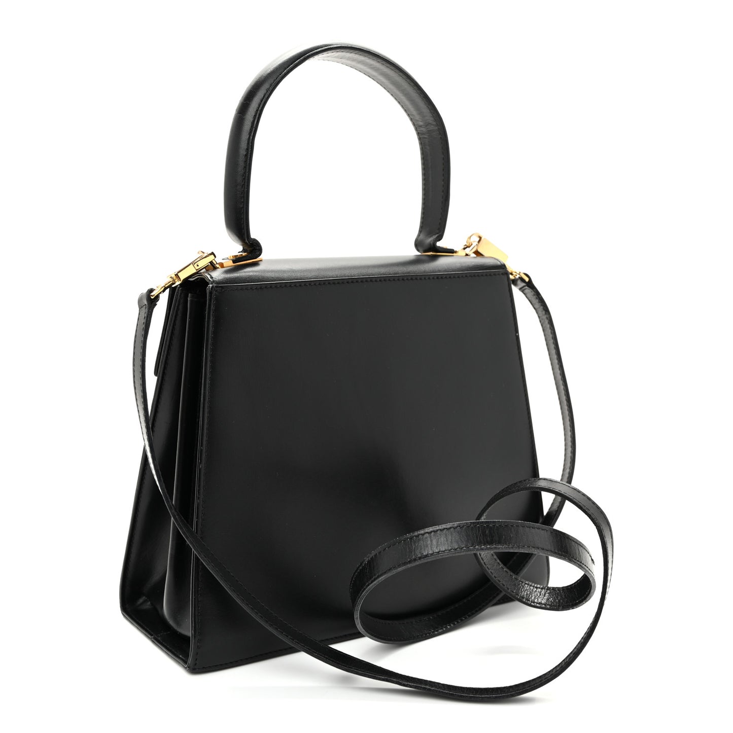 Hammered Calfskin Small Iconic Top Handle Bag Black Black