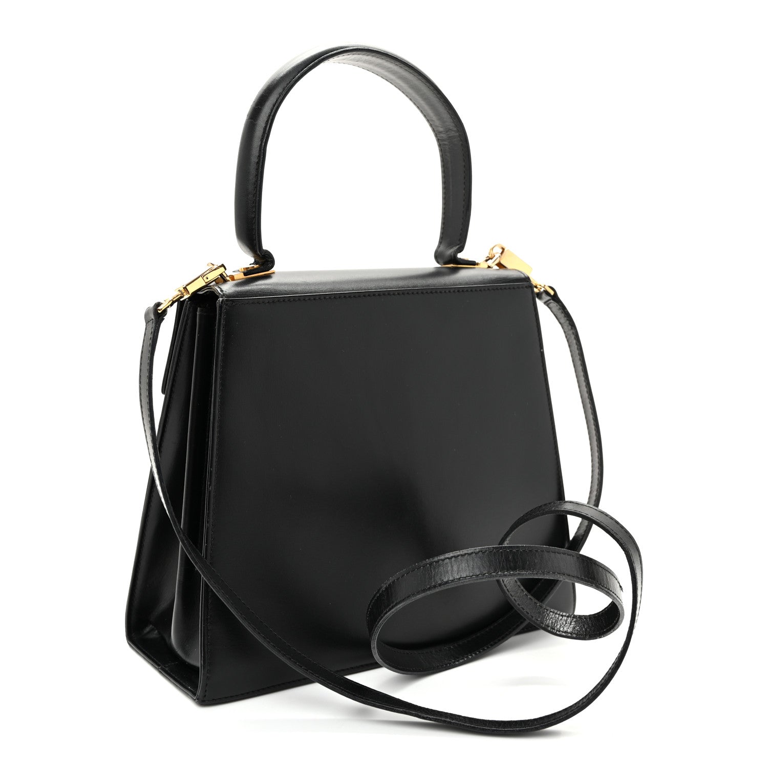 Salvatore Ferragamo Hammered Calfskin Small Iconic Top Handle Bag Black Black 3 of 11