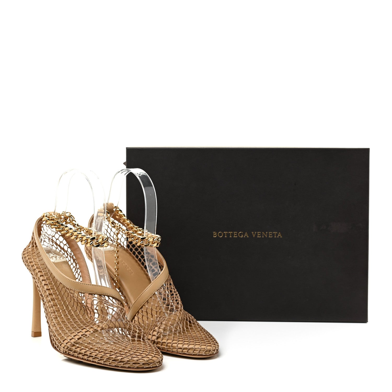 Bottega Veneta Mesh Nappa Chunky Chain Sandals 37 Beige Pony 12 of 12