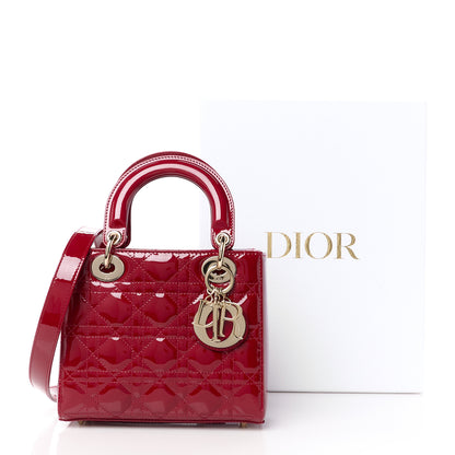 Christian Dior Patent Cannage Small Lady Dior Cherry Red 8 of 14